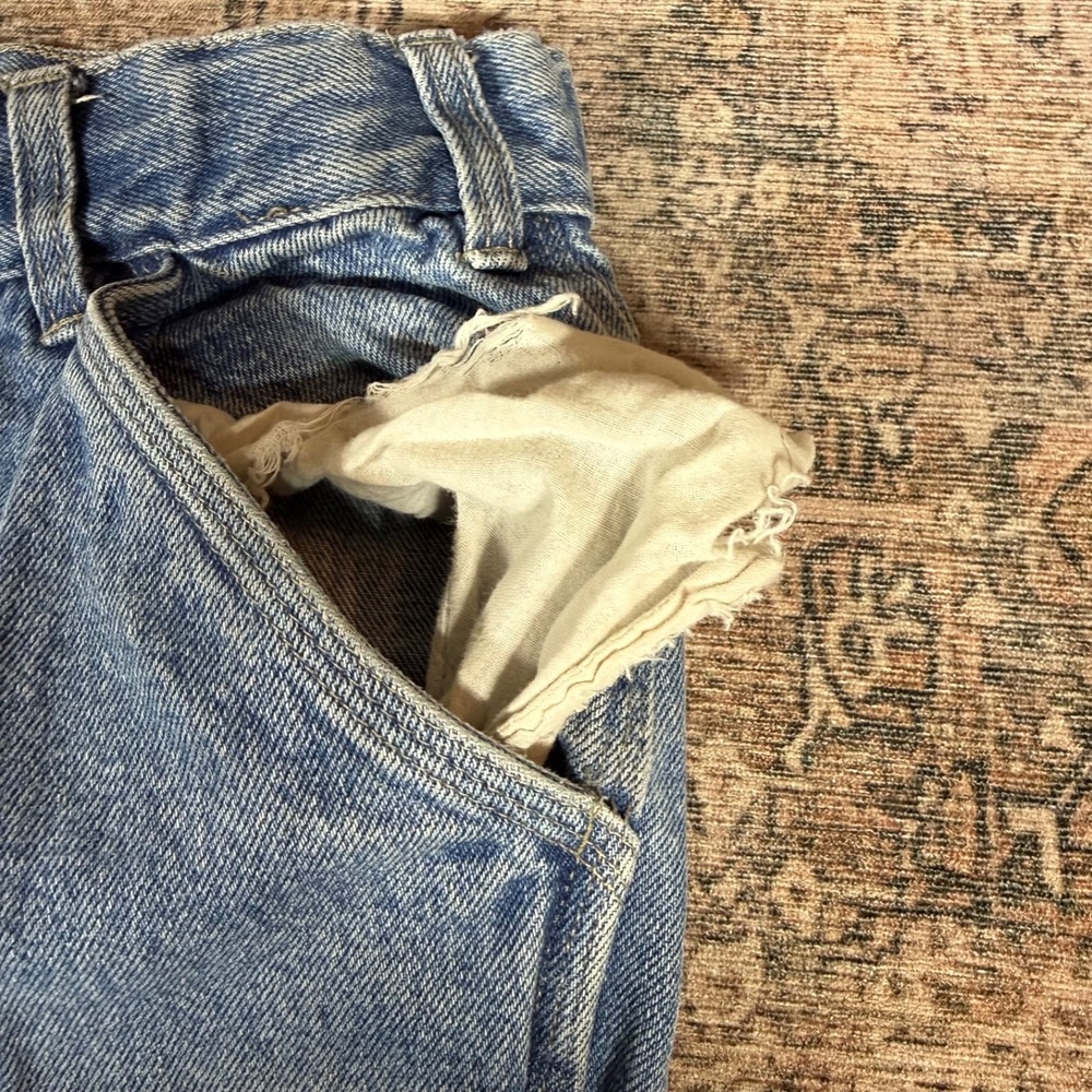Vintage 90s Dickies Carpenter Jorts Blue Baggy Fit Size 26 Waist - Picture 4 of 10